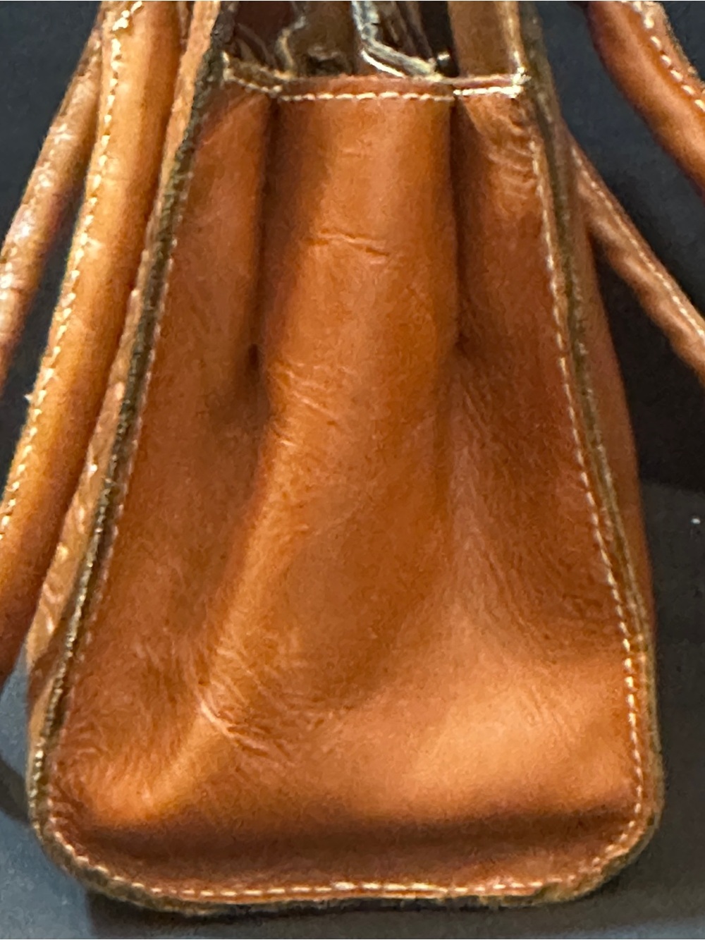 Patricia Nash Tooled Floral Embossed Leather Satchel Purse – Cognac Brown - Picture 10 of 14